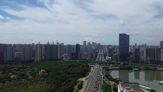 航拍海南省海口市城市风光视频