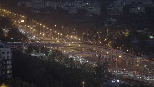 俯拍夜景城市车流 城市夜景车流