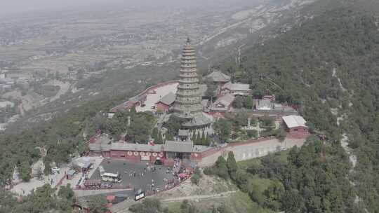 航拍山西临汾洪洞县广胜寺飞虹塔琉璃塔