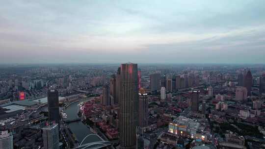 天津环球金融中心海河风景城市风光航拍