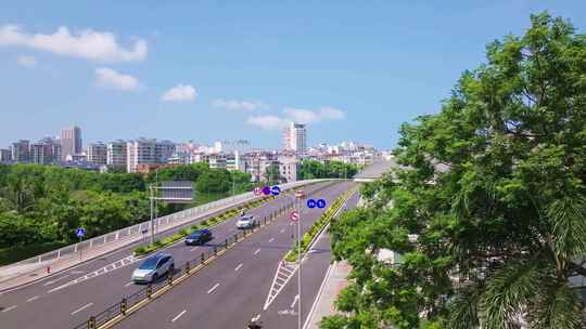 阳光明媚三亚城市风景航拍全景4k中国海南