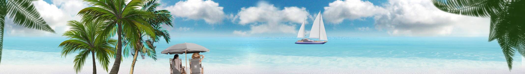 恋人海滩 海上冲浪 帆船出海 蓝天白云