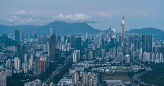 深圳城市天际线日转夜灯光夜景延时