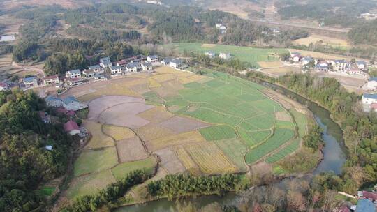 航拍 南方 春耕 农田 种植 乡村 田园