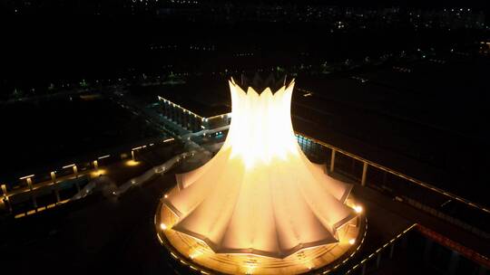 合集广西南宁国际会展中心夜景灯光航拍