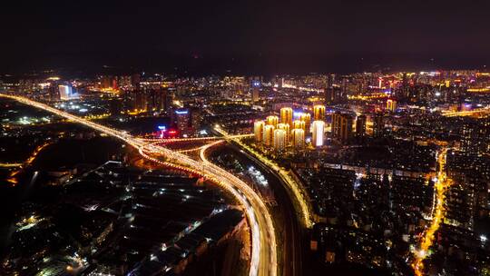 明波立交夜景航拍延时