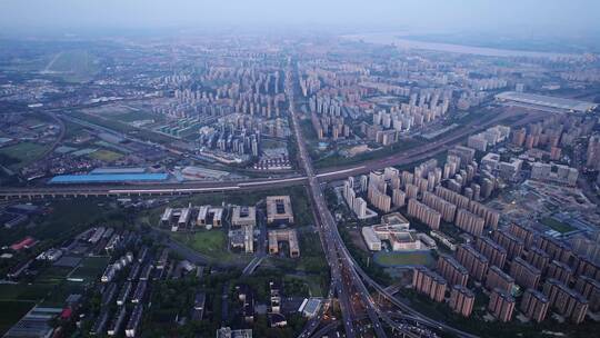杭州城区现代城市风光航拍