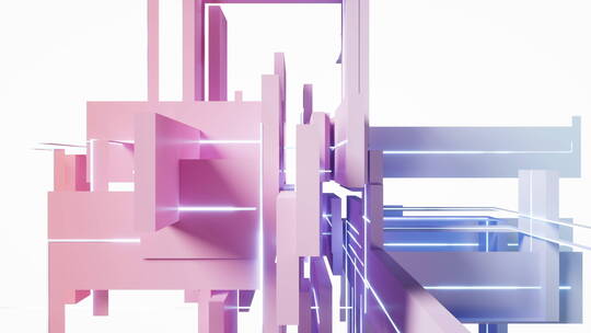 生长的彩色渐变几何体线条3D渲染