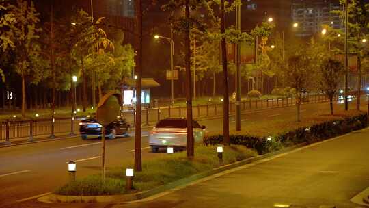 夜景城市隧道车流快速路道路行驶交通