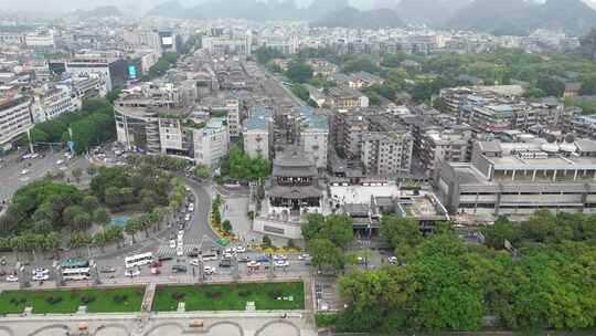 桂林解放阁地标建筑航拍