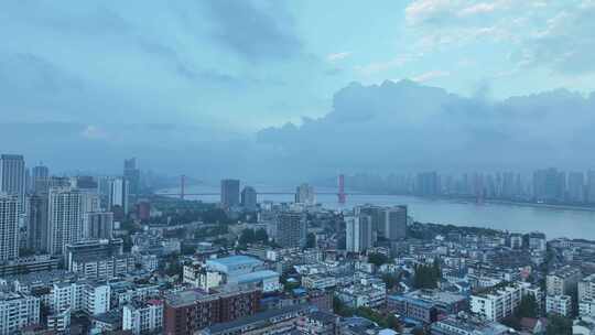 武汉城市风光航拍阴天城市雨天武汉市风景