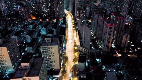 上海金沙江路夜景航拍