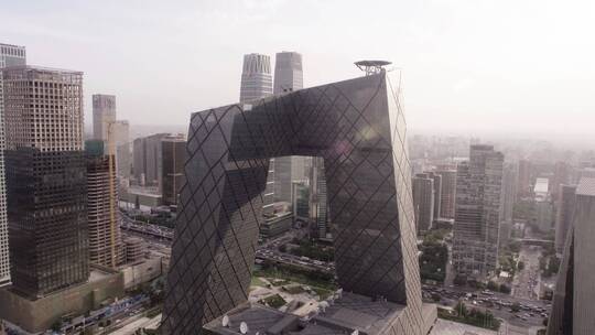 4K航拍北京CBD央视大楼都市繁华朝阳区