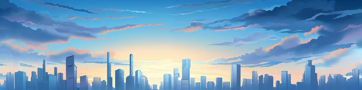 卡通城市清晨背景