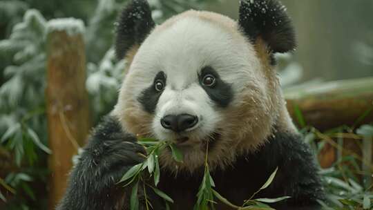呆萌的大熊猫吃竹子国宝ai素材原创
