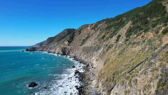 城市海岸线海边风景航拍