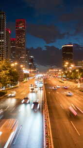 北京国贸道路夜景