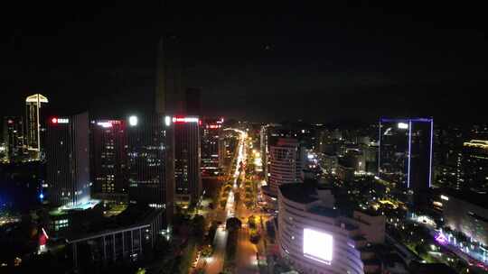 浙江台州城市夜景灯光航拍