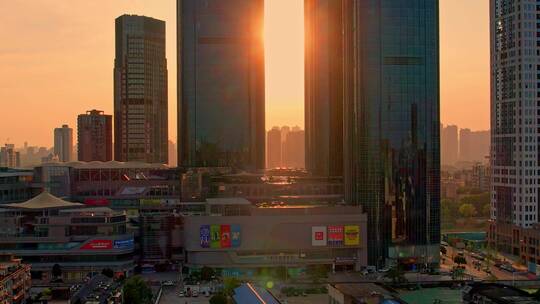 唯美长沙城市夕阳日落黄昏航拍