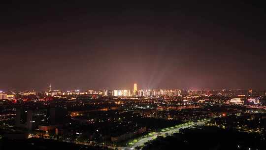 夜景城市大景灯光亮化CBD大玉米下降