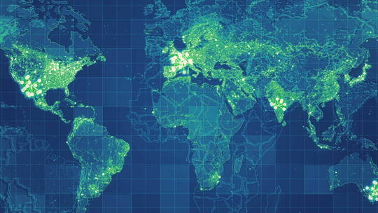 新全球科技世界地图视频素材模板下载