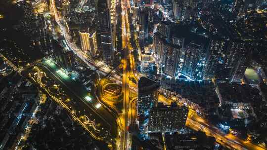 深圳深南东路城市夜景航拍延时