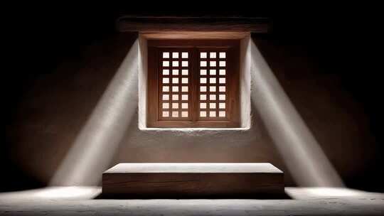 唐朝风格窗户光影变化尽显古朴意境