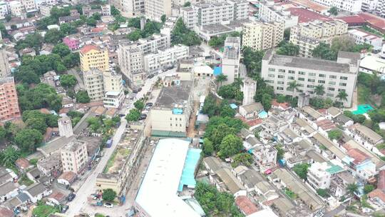 航拍深圳龙华区观澜城市建设及老城区