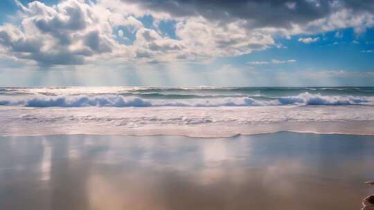 海滩海浪与天空景观