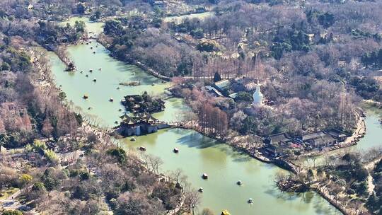 航拍瘦西湖风景区大明寺观音山园林寺庙