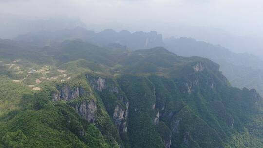 航拍张家界天门山景区奇山