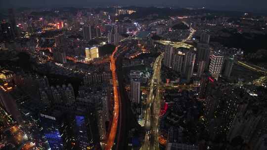 贵阳夜景俯瞰视角下的繁华都市