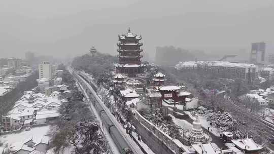 武汉黄鹤楼雪景等地标合集