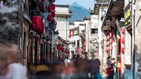 安徽黄山宏村风景区徽式建筑延时