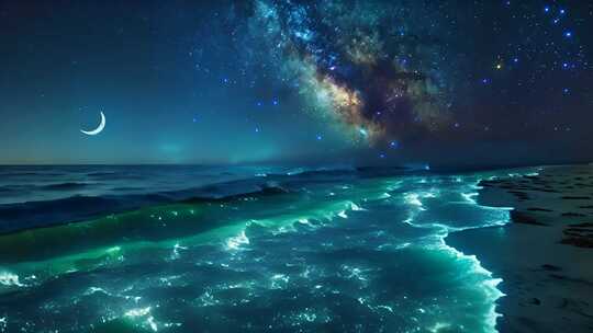 静谧唯美梦幻海滩 宁静的夜晚震撼与温柔