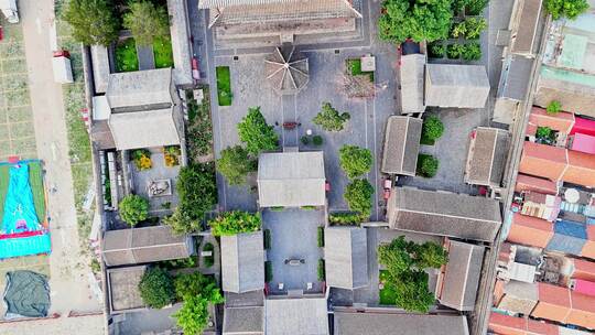 天津蓟县独乐寺观音阁寺庙木构古建筑航拍