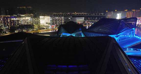 珠海金湾艺术中心夜景航拍