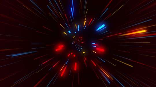 抽象彩色霓虹灯循环背景，宇宙隧道，快速恒