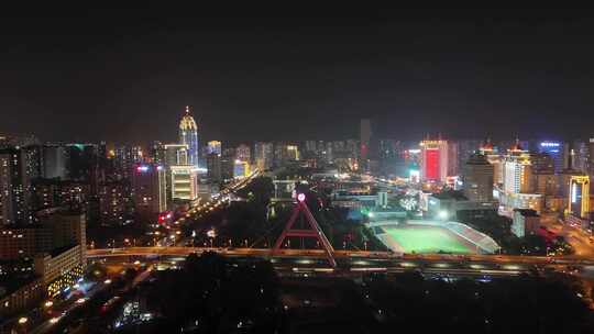 青海西宁夜景西宁中心广场西宁昆仑桥夜景