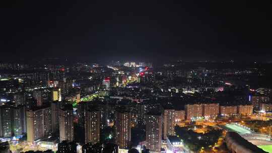 四川自贡万家灯火城市夜景航拍