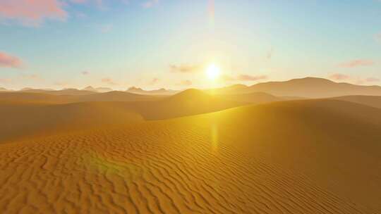 绿洲 荒漠 日落 沙丘视频素材模板下载