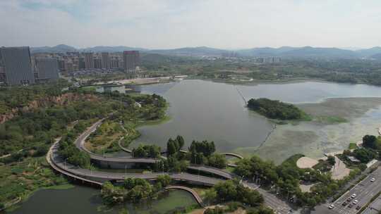 夏日马鞍山城东片区城市风光航拍素材