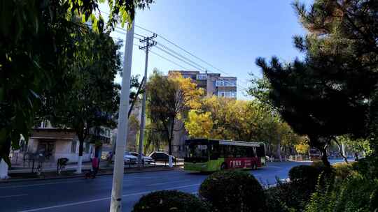 城市道路街景车流延时