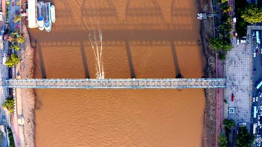 兰州黄河中山桥俯视视频素材模板下载