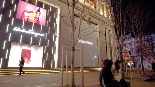 上海外滩夜晚南京路步行街夜景人流视频素材