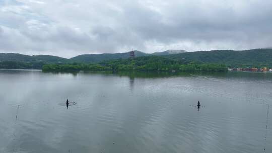 西湖云海山川森林云大山风景云海云雾山水