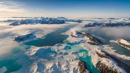 雪山湖泊高空俯瞰美景