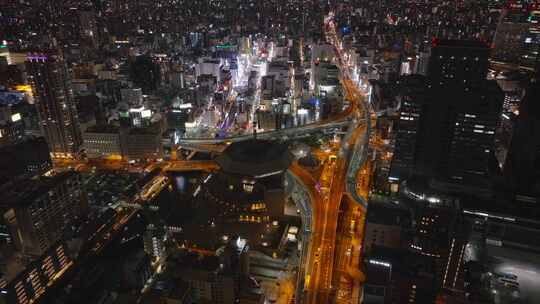 大阪，城市景观，道路，路灯