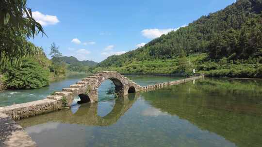 自然风光小桥流水风景实拍