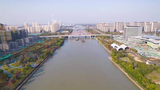 扬州市京杭大运河航拍延时